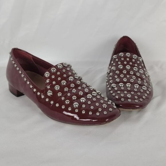 Halogen Kaylee Studded Genuine Leather Slip On Burgundy Loafers Women's Size 6 M - Picture 3 of 14